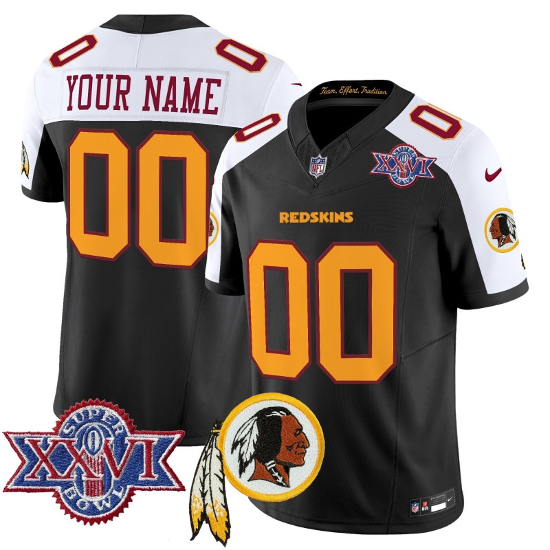 Washington Redskins Custom Throwback 1992 Super Bowl XXVI Patch Nike Vapor Limited Stitched NFL Jersey V3 - Black White