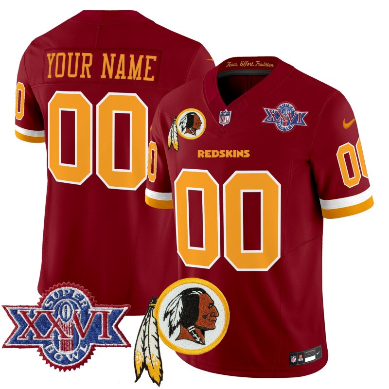 Washington Redskins Custom Throwback 1992 Super Bowl XXVI Patch Nike Vapor Limited Stitched NFL Jersey V3 - Burgundy