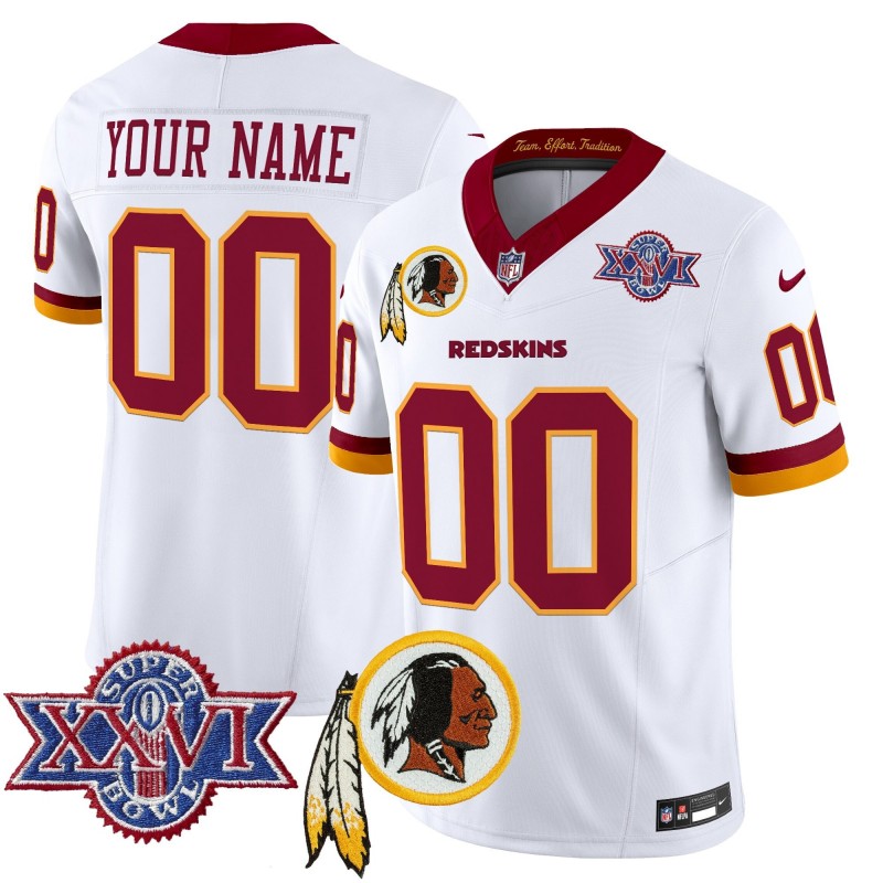 Washington Redskins Custom Throwback 1992 Super Bowl XXVI Patch Nike Vapor Limited Stitched NFL Jersey V3 - White
