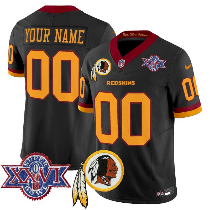 Washington Redskins Custom Throwback 1992 Super Bowl XXVI Patch Nike Vapor Limited Stitched NFL Jersey V3 - Black