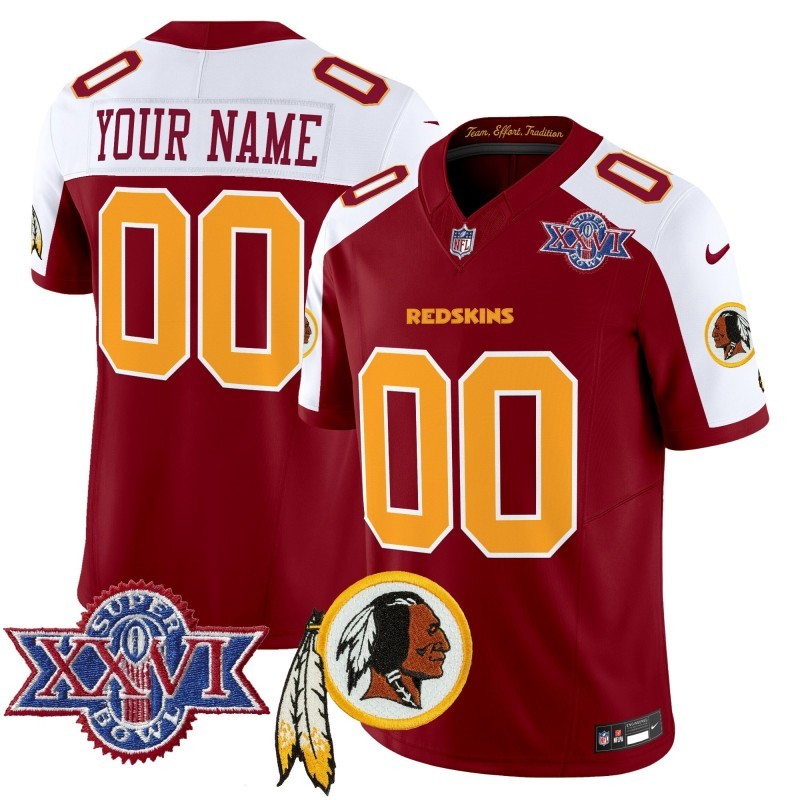Washington Redskins Custom Throwback 1992 Super Bowl XXVI Patch Nike Vapor Limited Stitched NFL Jersey V3 - Burgundy White