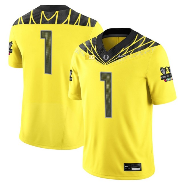 Men's Oregon Ducks #1 Team 2025 Nike Vapor Limited Football Jersey V2 - Yellow