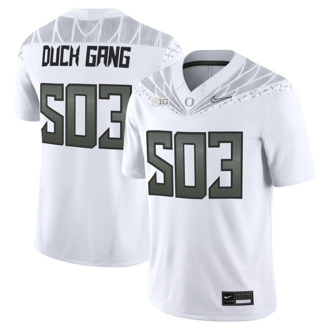 Men's Oregon Ducks 503 Duck Gang 2025 Nike Vapor Limited Football Jersey V2 - White