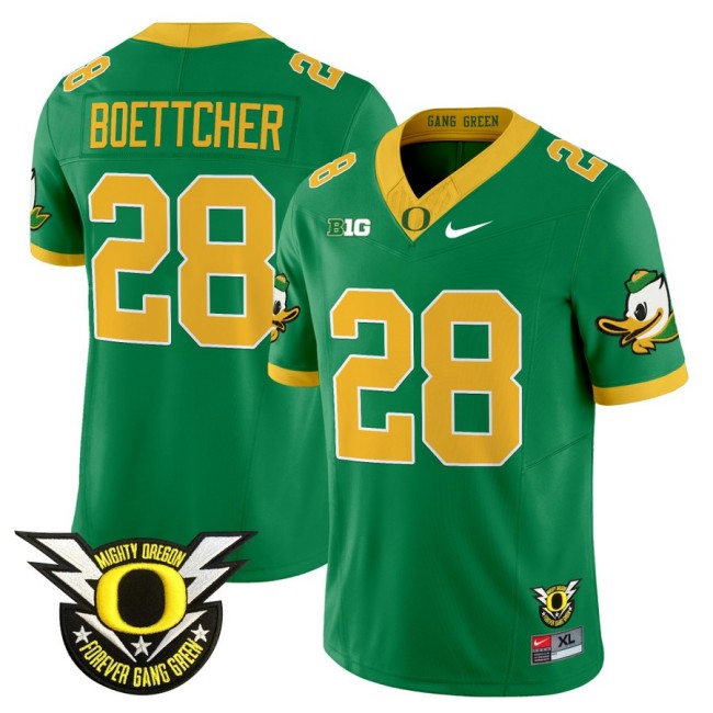 Men's Oregon Ducks #28 Bryce Boettcher 2025 Nike Vapor Limited Football Jersey V2 - Green