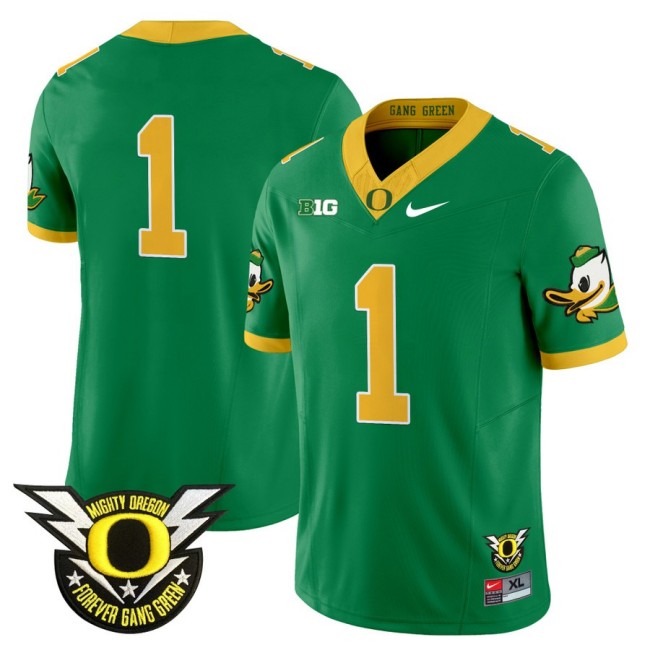 Men's Oregon Ducks #1 Team 2025 Nike Vapor Limited Football Jersey V2 - Green
