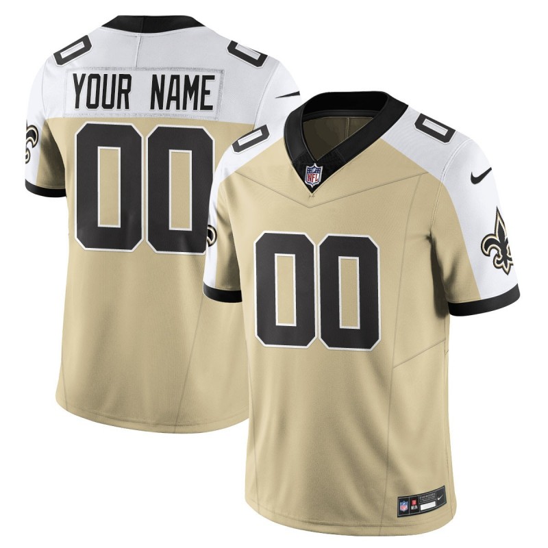 Nike New Orleans Saints Custom 'Gameday Golds' 2025 F.U.S.E. Alternate Vapor Limited Stitched NFL Football Jersey - Gold White