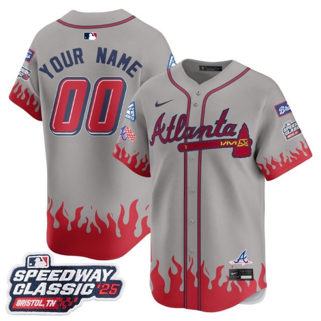Nike Atlanta Braves 2025 Speedway Classic Limited Custom Jersey Grey V2 - All Stitched