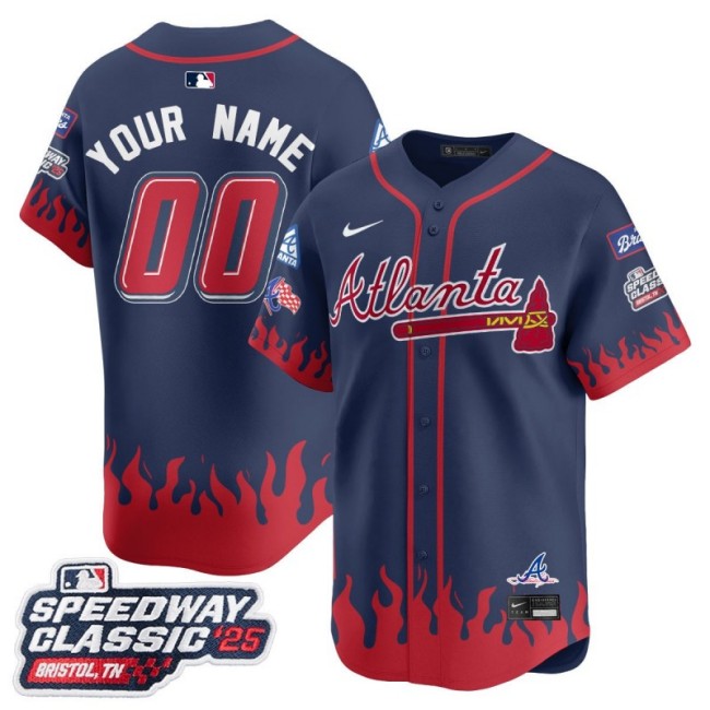 Nike Atlanta Braves 2025 Speedway Classic Limited Custom Jersey Navy V2 - All Stitched