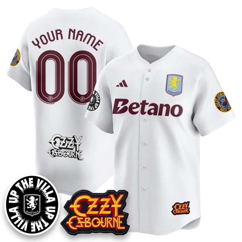 Aston Villa Ozzy Osbourne Back Home Baseball Custom Jersey White - All Stitched