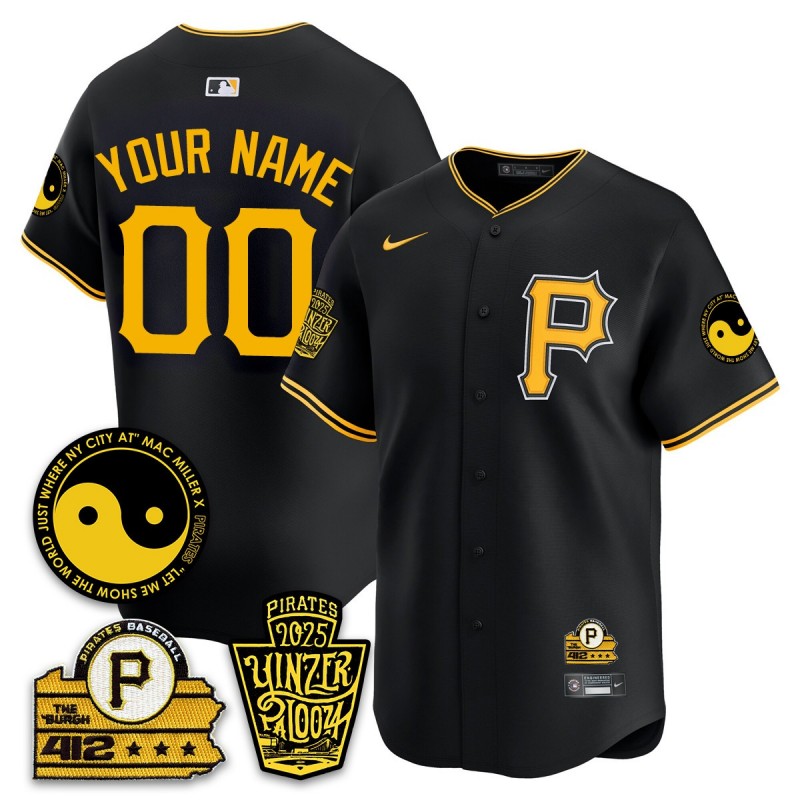 Yinzerpalooza 2025 PGH Pirates Custom MLB Limited Nike Jersey Black - All Stitched