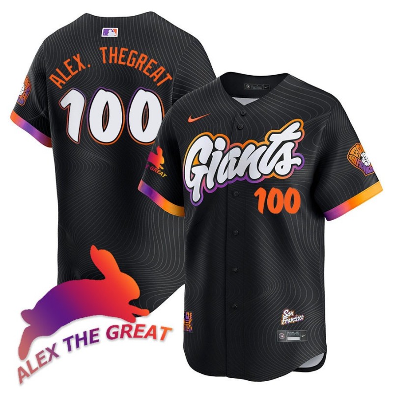 Men's SF Giants 100 ALEX. THEGREAT Rabbit Memories 2025 MLB Nike Jersey City Connect - All Stitched