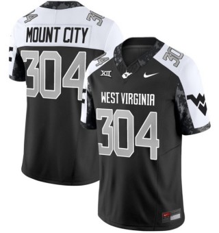 Men's West Virginia Mountaineers 304 Mount City Coal Rush 2025 Nike FUSE Limited Stitched Football Jersey Black White