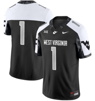 Men's West Virginia Mountaineers #1  Coal Rush 2025 Nike FUSE Limited Stitched Football Jersey Black White