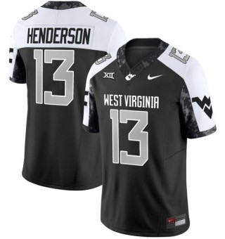 Men's West Virginia Mountaineers #13 Jaylen Henderson Coal Rush 2025 Nike FUSE Limited Stitched Football Jersey Black White