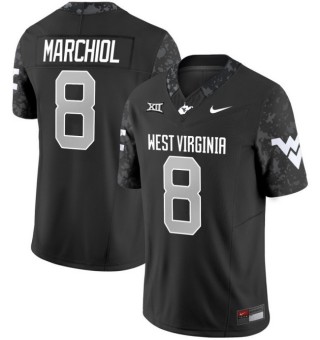 Men's West Virginia Mountaineers #8 Nicco Marchiol Coal Rush 2025 Nike FUSE Limited Stitched Football Jersey Black