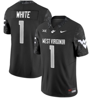 Men's West Virginia Mountaineers #1 Jahiem White Coal Rush 2025 Nike FUSE Limited Stitched Football Jersey Black