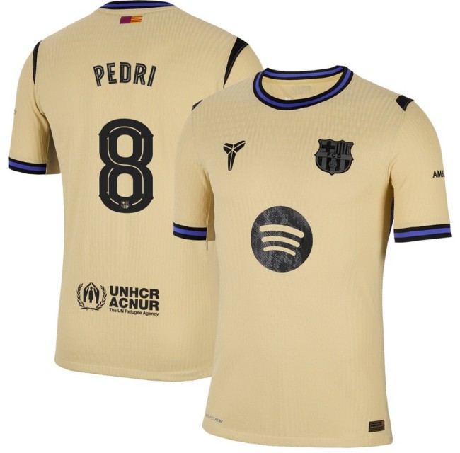 Men's FC Barcelona x Kobe Bryant Brand #8 Pedri Team Gold 2025-26 Nike Limited The Second Kit Jersey