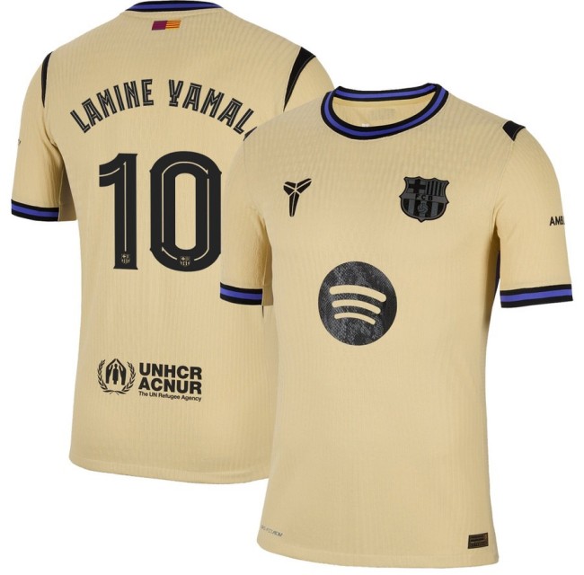 Men's FC Barcelona x Kobe Bryant Brand #10 Lamine Yamal Team Gold 2025-26 Nike Limited The Second Kit Jersey