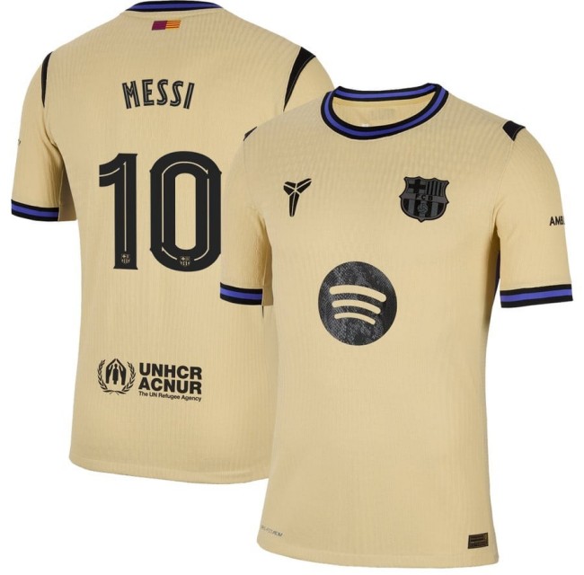 Men's FC Barcelona x Kobe Bryant Brand #10 Lionel Messi Team Gold 2025-26 Nike Limited The Second Kit Jersey