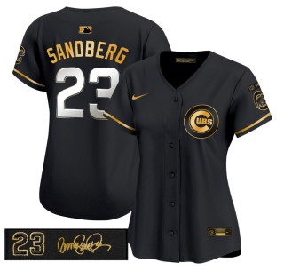 Women's Chicago Cubs #23 Black Gold 'Ryne Sandberg Tribute' 2025 Nike Limited Stitched MLB Jersey