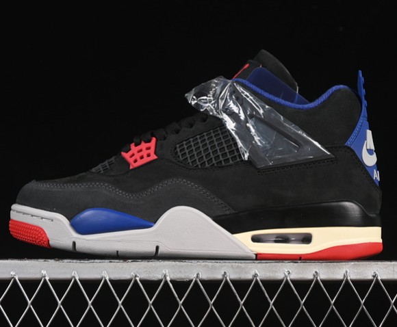 Air Jordan 4 Retro 'Rare Air' Black Fire Red Deep Royal Blue Dark Smoke Grey Tech Grey FV5029-003 (Men's US7-13 Women's USW5.5-8) Sneaker
