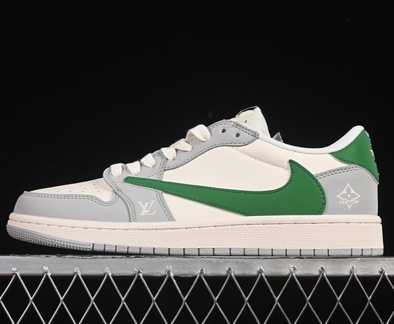 Air Jordan 1 Retro Low OG SP Fragment x Travis Scott White Grey Green ZH2598-166 (Men's US7-11 Women's USW5.5-8) Sneaker