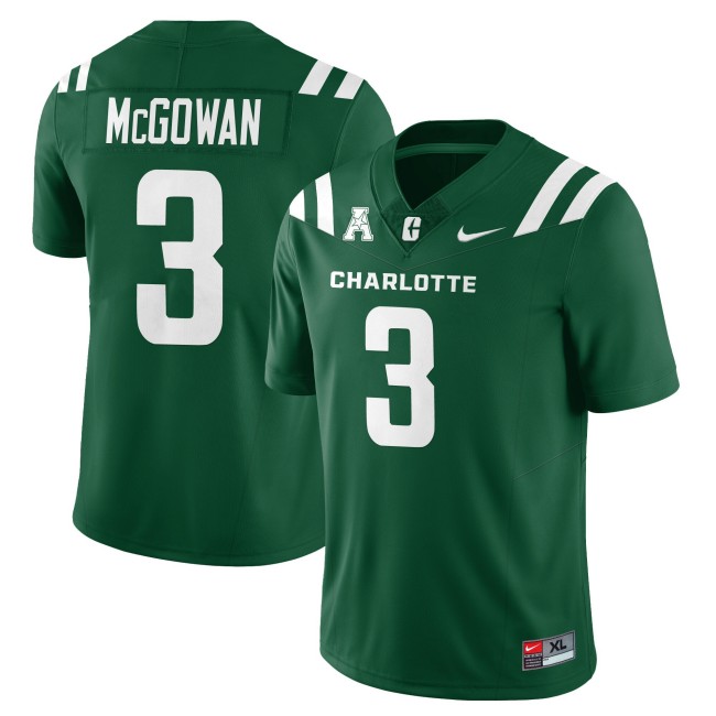 Men's Charlotte 49ers #3 Jayden McGowan Green 2025 Nike Vapor Limited Stitched Football Jersey