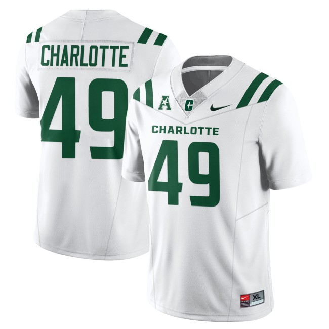 Men's Charlotte 49ers #49 White 2025 Nike Vapor Limited Stitched Football Jersey