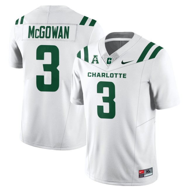 Men's Charlotte 49ers #3 Jayden McGowan White 2025 Nike Vapor Limited Stitched Football Jersey