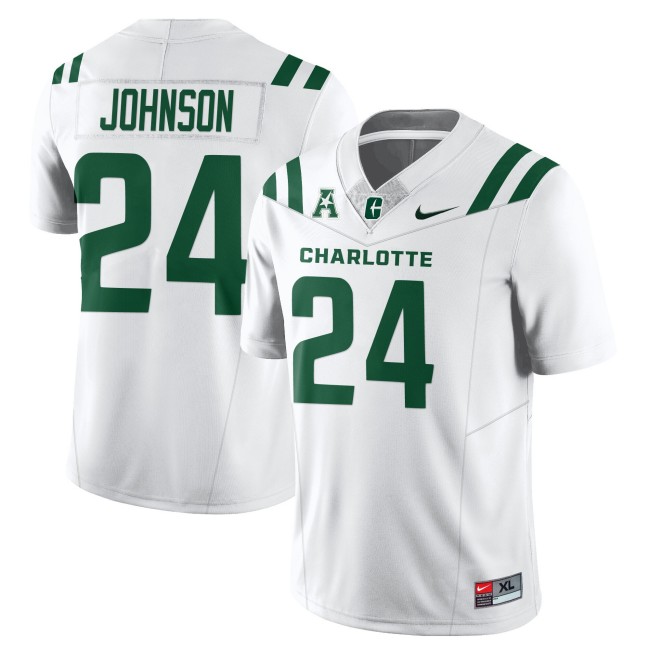 Men's Charlotte 49ers #24 Jaylon Johnson White 2025 Nike Vapor Limited Stitched Football Jersey