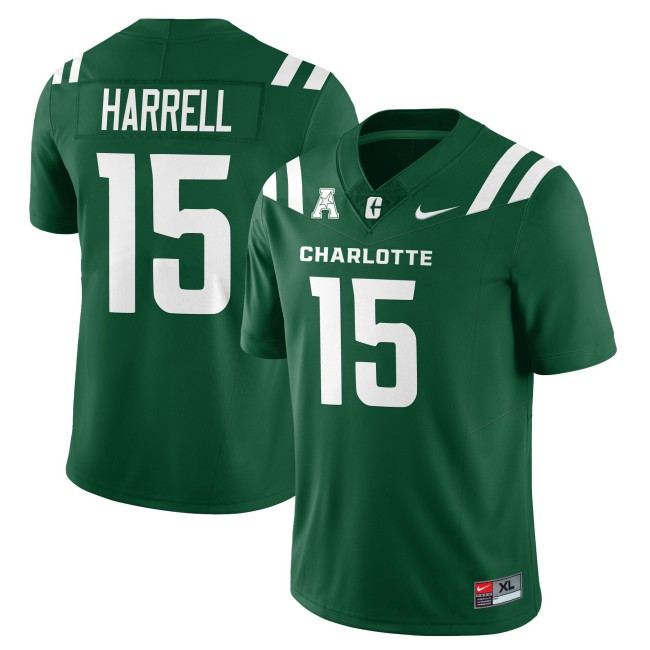 Men's Charlotte 49ers #15 Conner Harrell Green 2025 Nike Vapor Limited Stitched Football Jersey