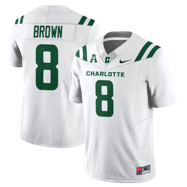 Men's Charlotte 49ers #8 Sean Brown White 2025 Nike Vapor Limited Stitched Football Jersey