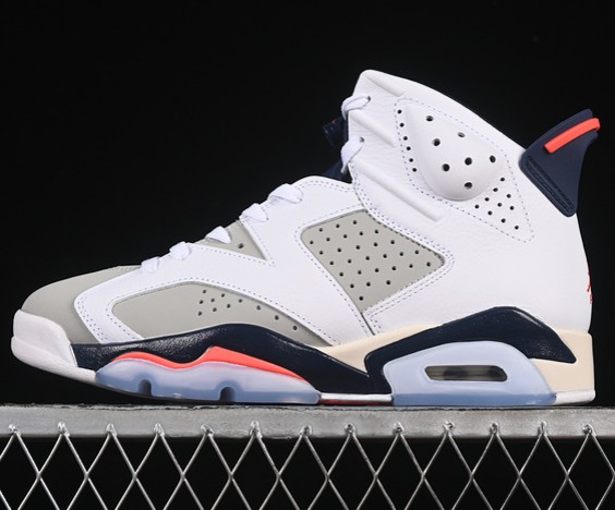 Men's Nike Air Jordan 6 Retro Tinker Hatfield White Infrared 23 Neutral Grey White Sail Red 384664-104 lifestyle High top Sneaker