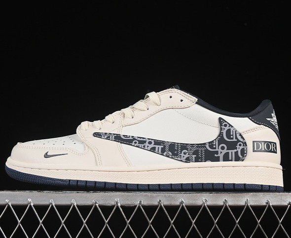 Travis Scott x Fragment Design x Air Jordan 1 Low OG SP White Grey LD2025-024 (Men's US7-11 WMNS USW5.5-8) Sneaker