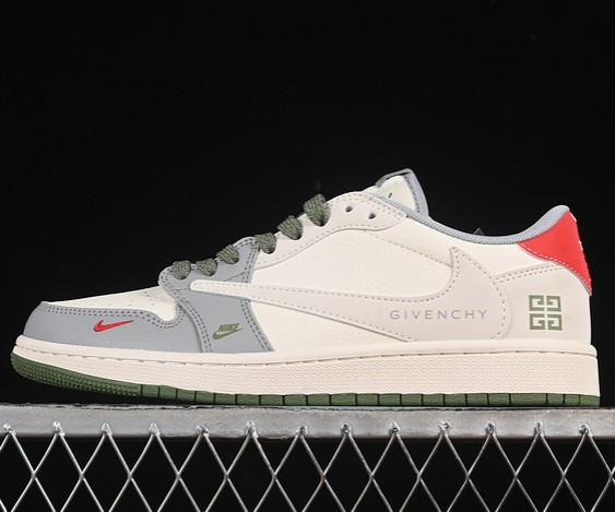 Travis Scott x Fragment Design x Air Jordan 1 Low OG SP White Grey Green Red XS7089-600 (Men's US7-11 WMNS USW5.5-8) Sneaker