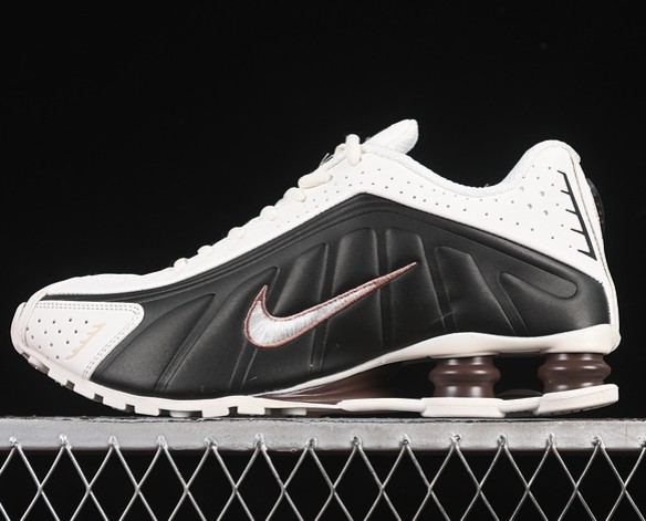 Nike Shox R4 Sail Black Fauna Brown AR3565-104 (WMNS USW 5.5-8 Men's US 7-11) Casual Lifestyle Shoes Sneakers