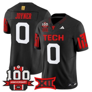 Men's Texas Tech Red Raiders #0 Quinten Joyner Black F.U.S.E. 100th Anniversary Patch 2025 Vapor Limited Stitched Football Jersey