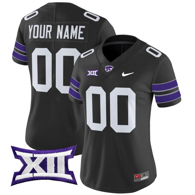 Women's Kansas State Wildcats Custom Black 2025 Nike Vapor Limited Stitched Football Jersey