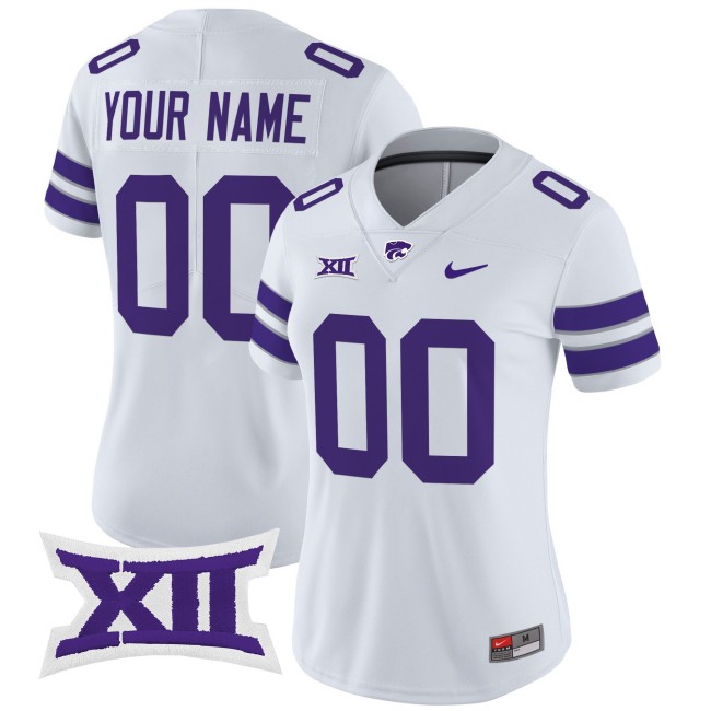 Women's Kansas State Wildcats Custom White 2025 Nike Vapor Limited Stitched Football Jersey