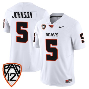 Men's Oregon State Beavers #5 Gabarri Johnson White F.U.S.E. 2025 Vapor Limited Stitched Football Jersey