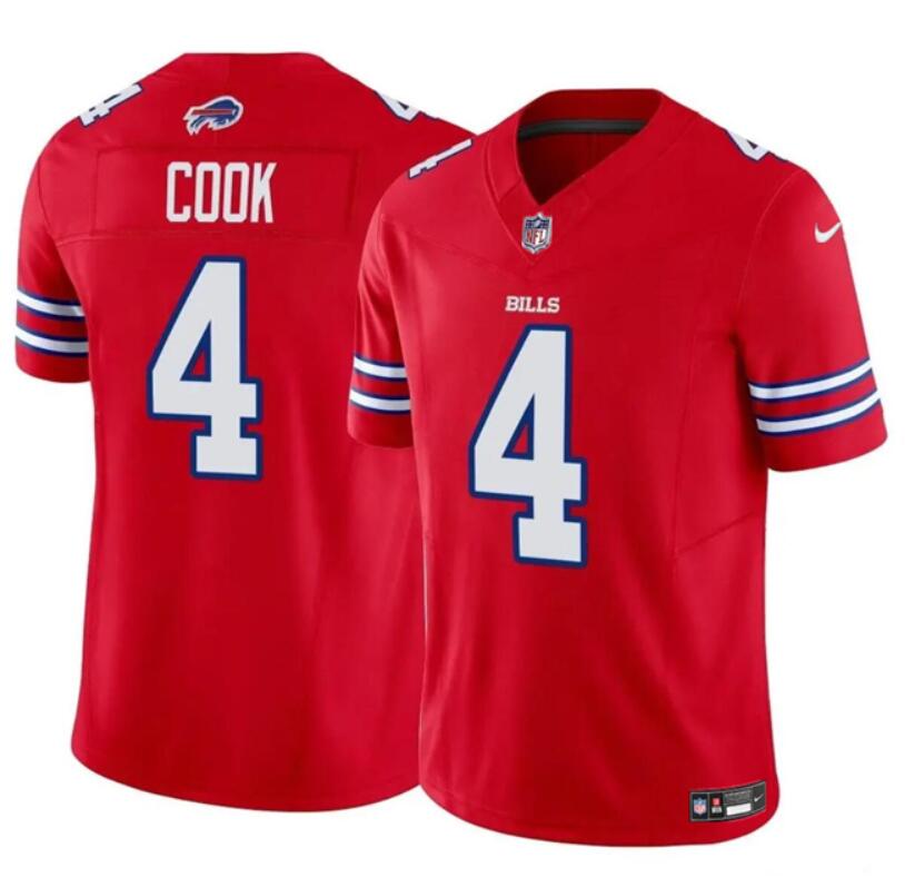 Youth Buffalo Bills #4 James Cook Red 2023 F.U.S.E. Vapor Untouchable Limited Stitched Football Jersey