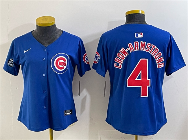 Youth Chicago Cubs #4 Pete Crow-Armstrong Royal 'Ryne Sandberg Tribute' Vapor Limited V2 Stitched Baseball Jersey