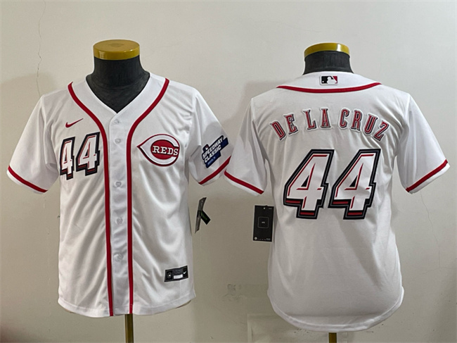 Youth Cincinnati Reds #44 Elly De La Cruz White 2025 Speedway Classic Stitched Baseball Jersey