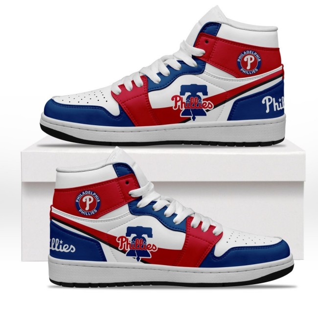Philadelphia Phillies AJ1 High Navy & Red Sneaker Shoes