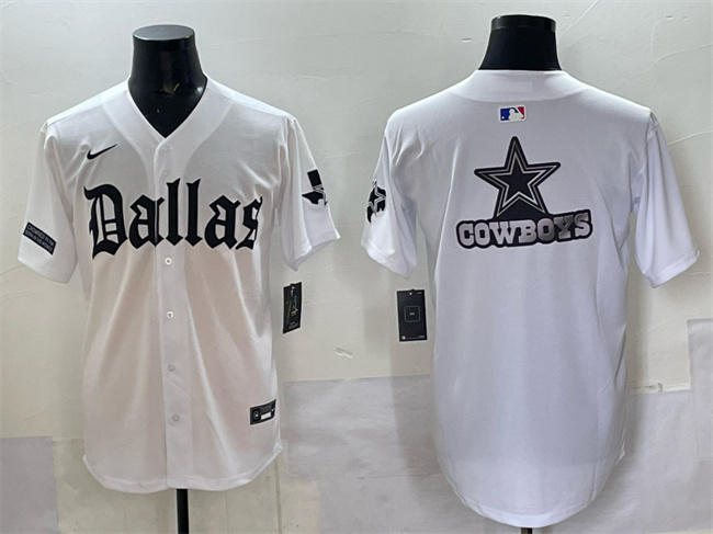 Men's Dallas Cowboys Team Big Logo White 'Gothic Lone Star Edition' Limited Stitched Baseball Jerseys