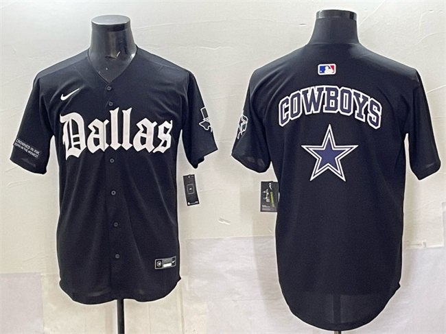 Men's Dallas Cowboys Team Big Logo Black 'Gothic Lone Star Edition' Limited Stitched Baseball Jerseys