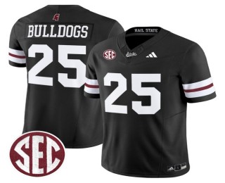 Men's Mississippi State Bulldogs #25 Bulldogs 'Dark Mode' Black F.U.S.E. 2025 Vapor Limited Stitched SEC Football Jersey