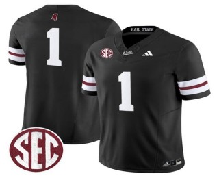 Men's Mississippi State Bulldogs #1 'Dark Mode' Black F.U.S.E. 2025 Vapor Limited Stitched SEC Football Jersey