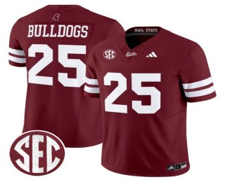 Men's Mississippi State Bulldogs #25 Bulldogs Maroon F.U.S.E. 2025 Vapor Limited Stitched SEC Football Jersey