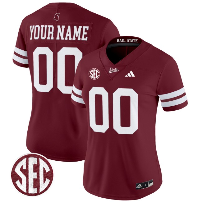 Women's Mississippi State Bulldogs Custom Maroon F.U.S.E. 2025 Vapor Limited Stitched SEC Football Jersey